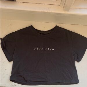 Grey Stay Loco' Surf Cropped T-Shirt
